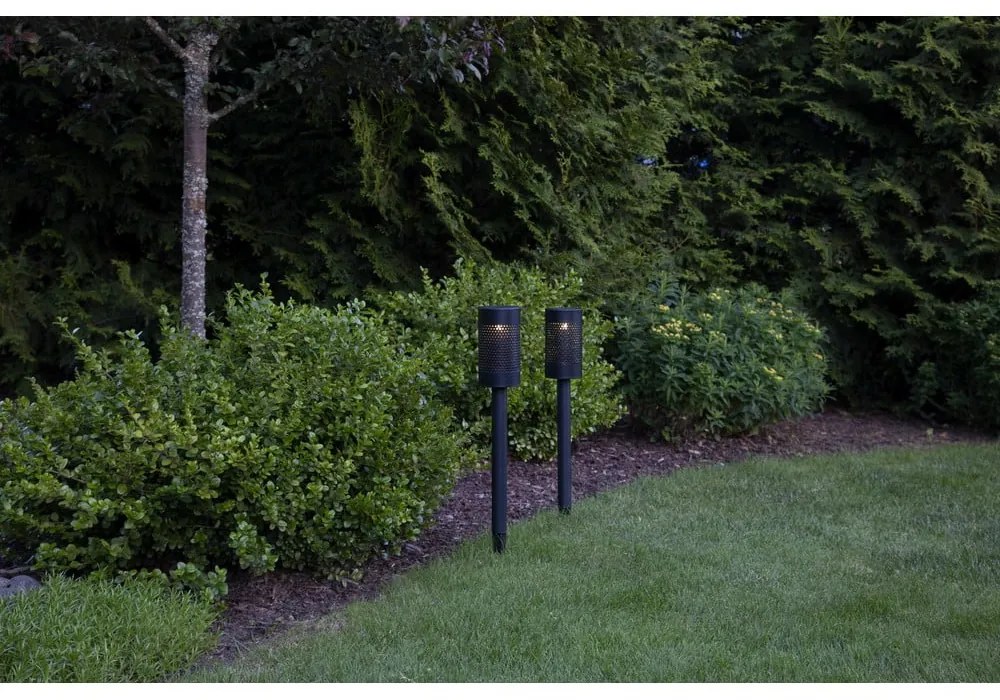 Luce solare a LED in acciaio inox nero, altezza 46 cm Blace - Star Trading