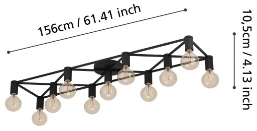 Eglo 43722 - Plafoniera SPEKE 11xE27/40W/230V nero