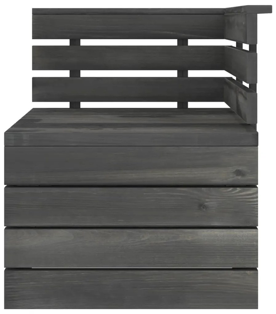 Set Divani da Giardino su Pallet 3 pz Legno Pino Grigio Scuro