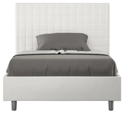 Letto matrimoniale francese contenitore imbottito 140x200 similpelle bianco Sunny