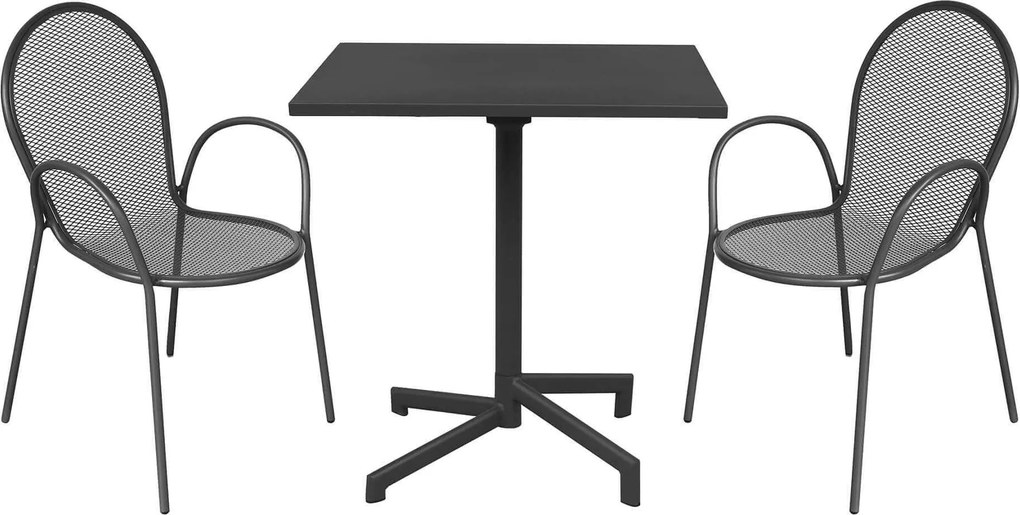 OPERA - set tavolo in alluminio cm 70 x 70 x 73 h con 2 poltrone Maris