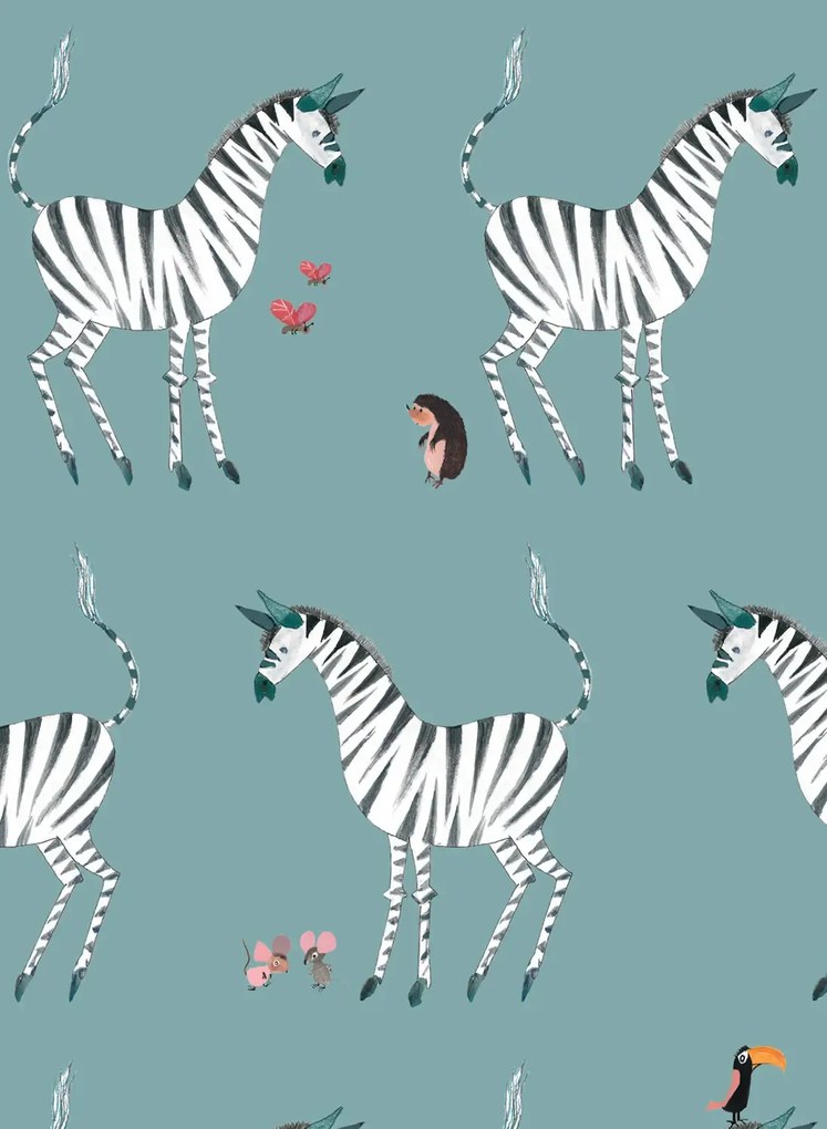KEK Amsterdam Carta da parati Zebra - Petrol