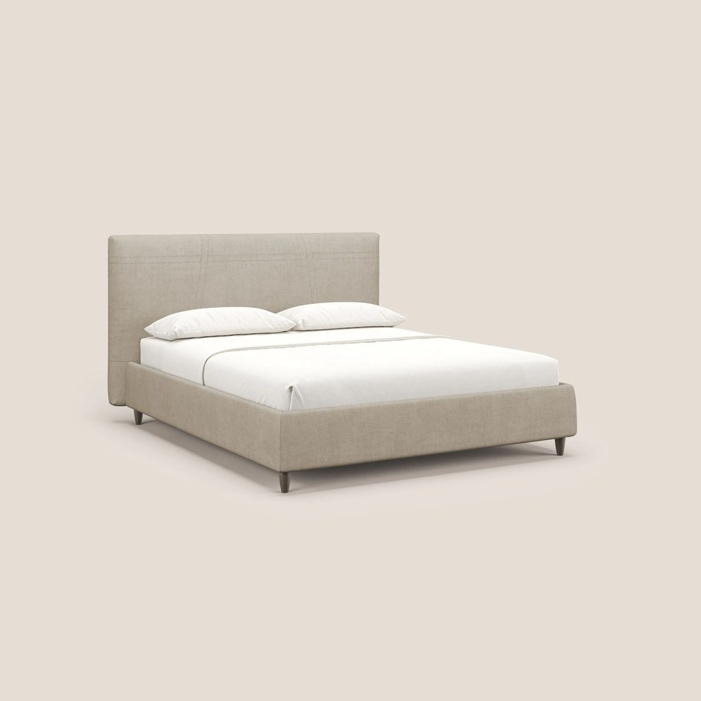 Martina letto imbottito contenitore in tessuto impermeabile T02 beige