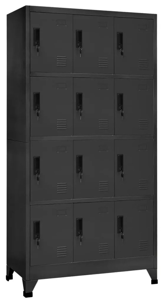 Armadietto Con Serratura Antracite 90x45x180 Cm İn Acciaio /