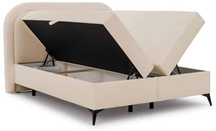 Letto boxspring beige con contenitore 160x200 cm Ornes – Ropez