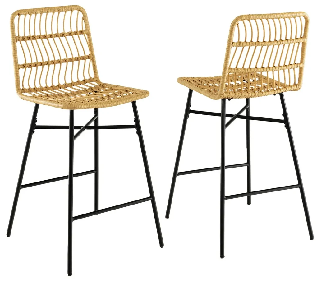 Sedia da bar Tamara in rattan naturale 66 cm (set da 2) – Rendez-Vous Déco