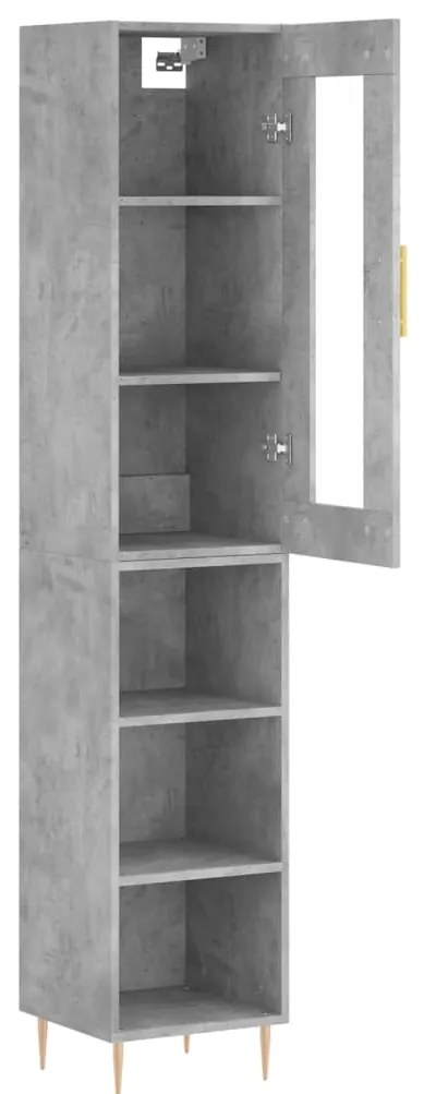 Credenza grigio cemento 34,5x34x180 cm in legno multistrato