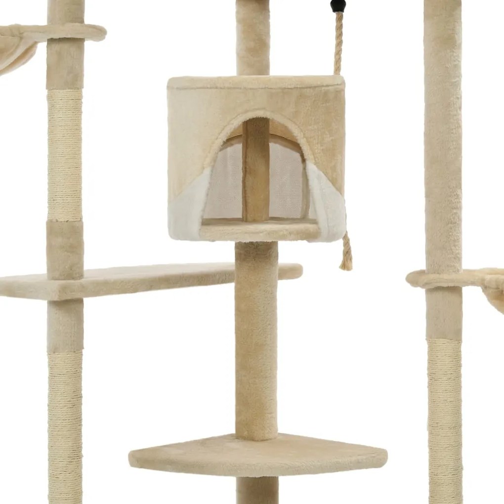 Albero per gatti e tiragraffi in sisal 203 cm beige e bianco