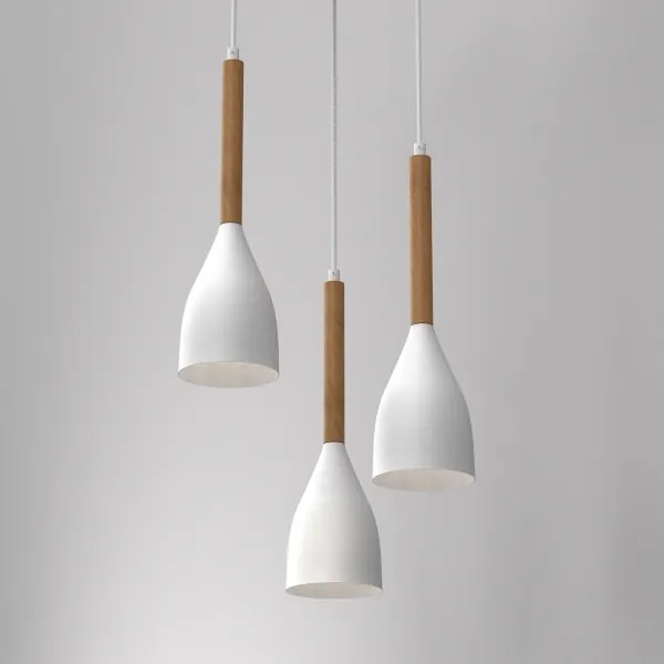 Lampadario a sospensione con filo MUZA NEW 3xE27/60W/230V faggio/bianco