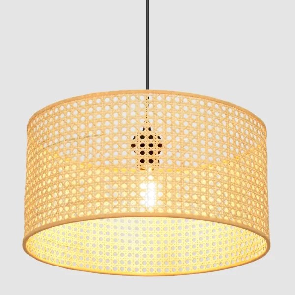 Lampadario a sospensione con filo ALBA 1xE27/15W/230V diametro 40 cm rattan/nero