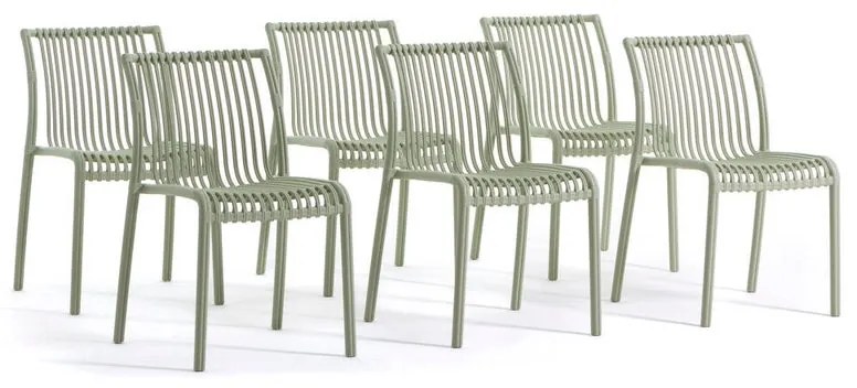 Set di 6 sedie da giardino in polipropilene Athena NEW GARDEN, colore verde salvia