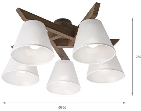 Brilagi - Lampadario LED ANTHONY 5xE14/40W/230V rovere/noce/bianco