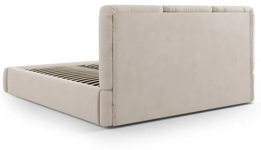 Letto matrimoniale imbottito beige con contenitore con griglia 160x200 cm Brody - Mazzini Beds