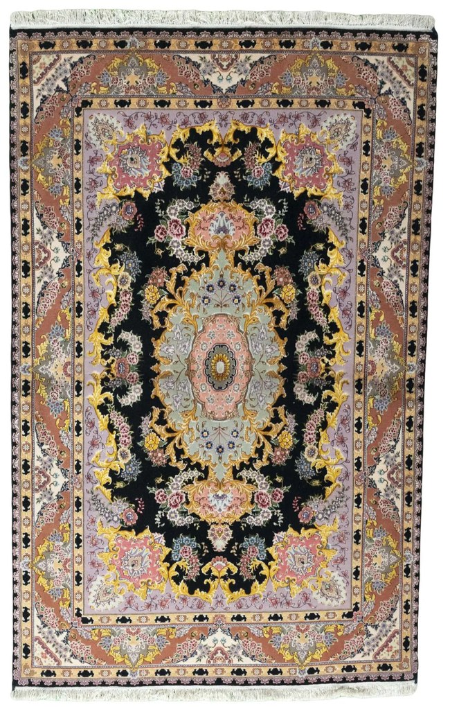 Tabriz Tappeto 160 x 100 Nero (Iran) Annodato A Mano