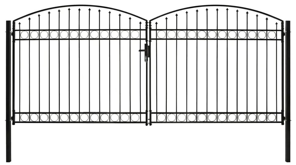 Cancello A Doppia Anta Ad Arco İn Acciaio 400x200cm Nero /