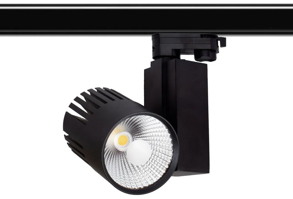 Faro LED 40W Binario Trifase Nero CRI92 100° Bridgelux LED Colore Bianco Naturale 4.000K