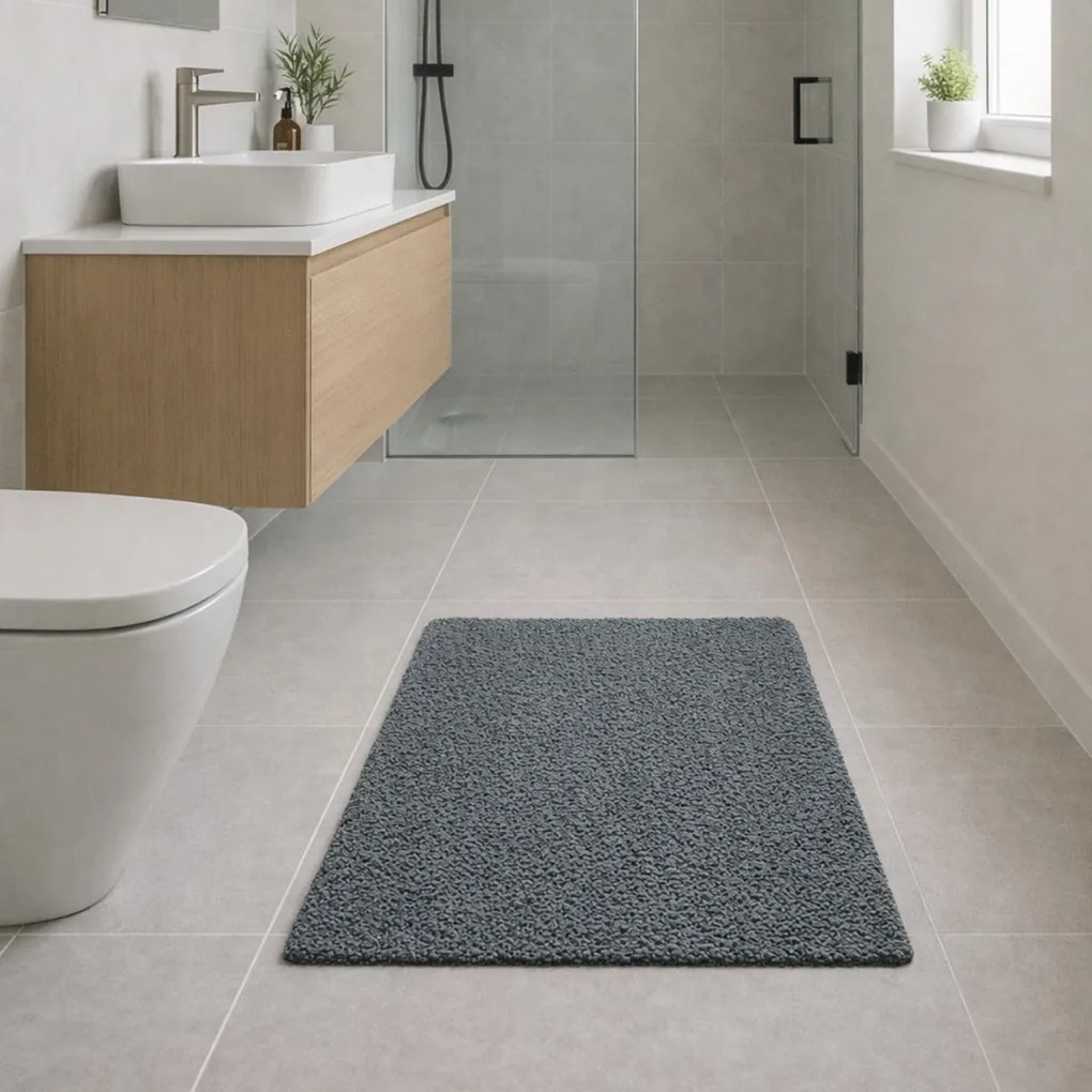 Tappeto Bagno Antiscivolo in Poliestere Serie Bath Tufting Grigio