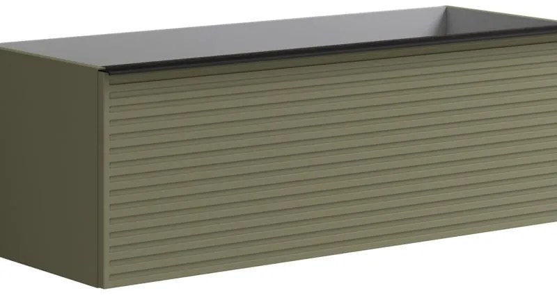 Mobile da bagno sotto lavabo L 120 x H 40 x P 45.5 cm verde salvia, 2 cassetti Pixel stripes