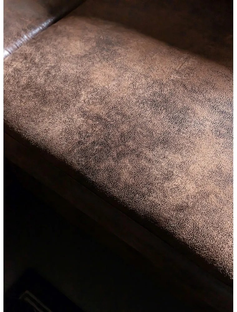 Divano letto vintage in similpelle marrone, angolo sinistro Lofty Lilly - Miuform