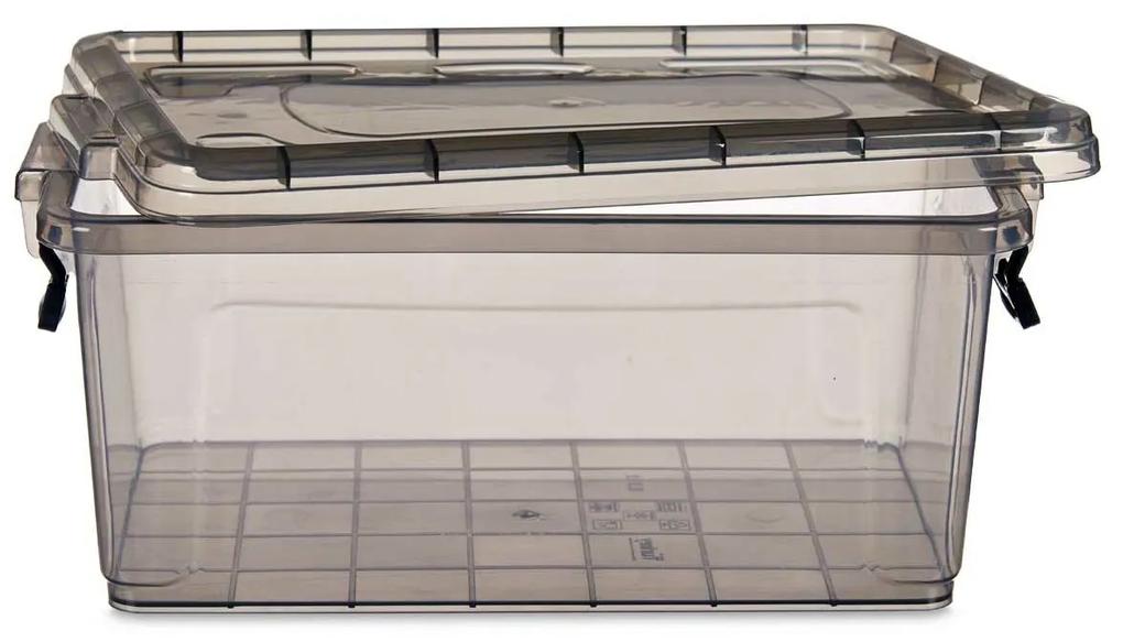 Scatola portaoggetti con coperchio Antracite Plastica 8,5 L 24 x 16 x 37 cm (12 Unità)