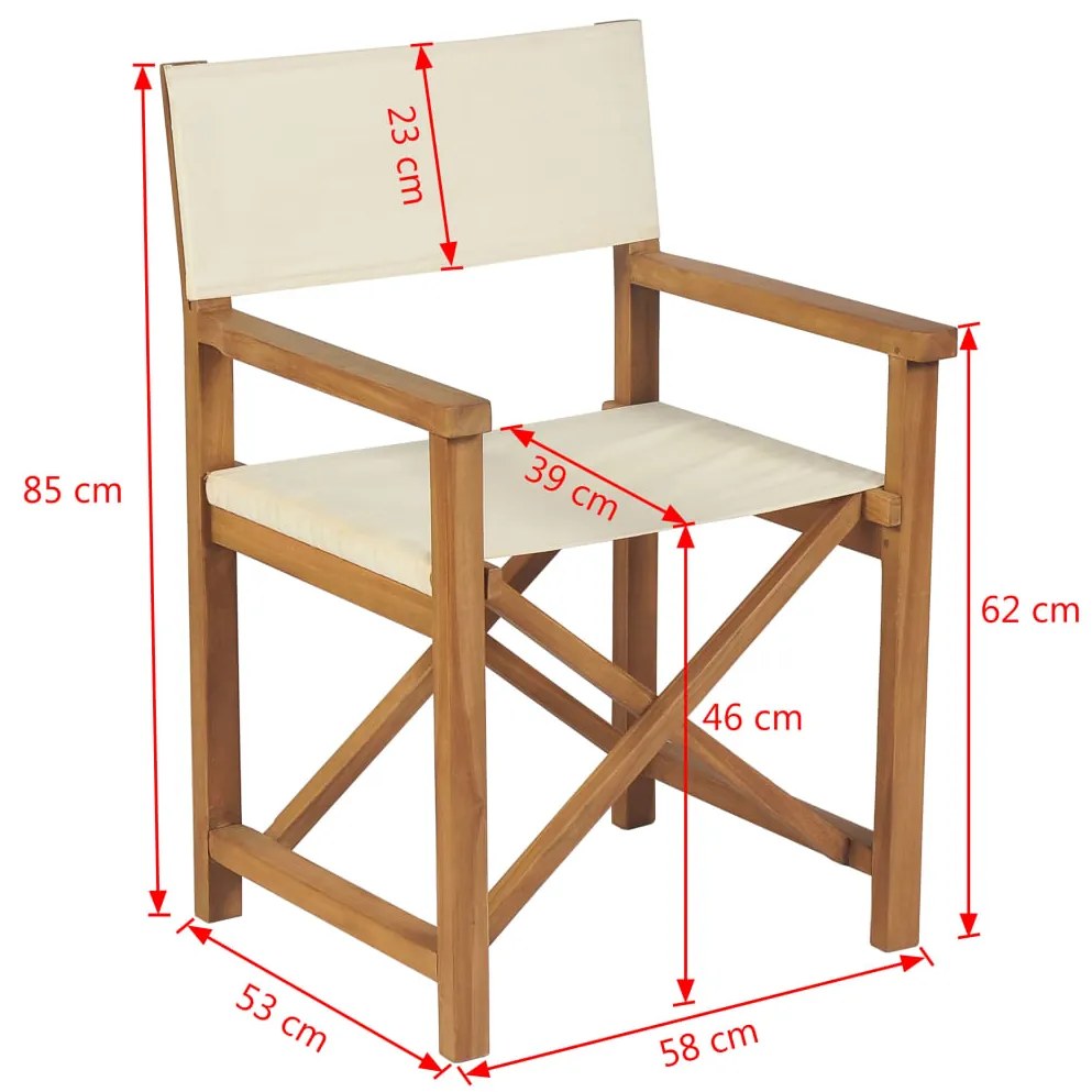 Sedia da Regista Pieghevole in Legno Massello di Teak