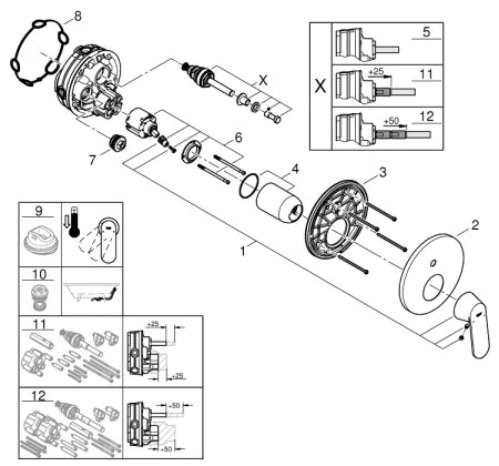GROHE 24045000 - Rubinetto EUROSMART con deviatore a due vie, cromo lucido