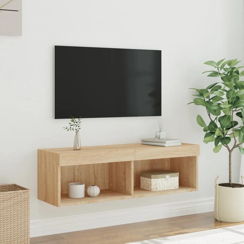 Mobile Porta TV con Luci LED Rovere Sonoma 100x30x30 cm