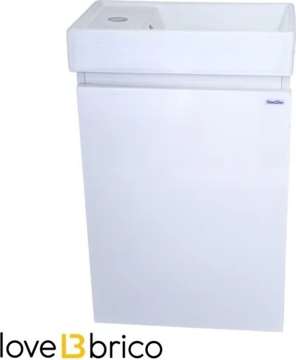 Mobile bagno sospeso 40 cm salvaspazio con lavabo e specchio bianco laccato