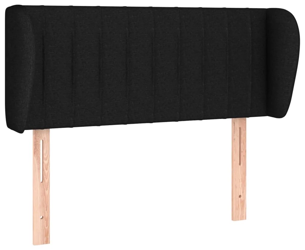 Testiera ad orecchio nera 83 x 23 x 78/88 cm in tessuto