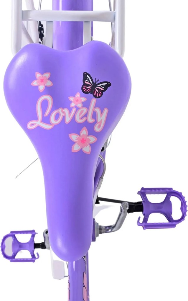Bicicletta per Bambine 20" Stabilizzatori e Freni Vbrake con Cestino e Portabambola Viola...