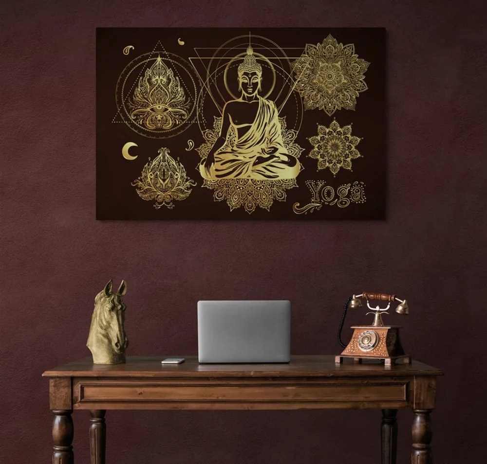 Stampa su tela – Buddha meditante dorato