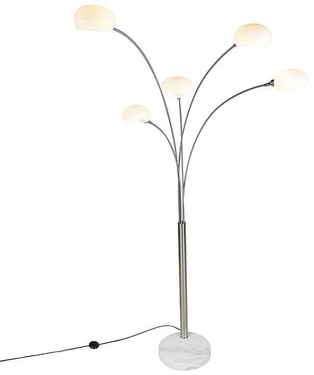 Lampada da terra di design in acciaio 5 luci - Sixties Marmo