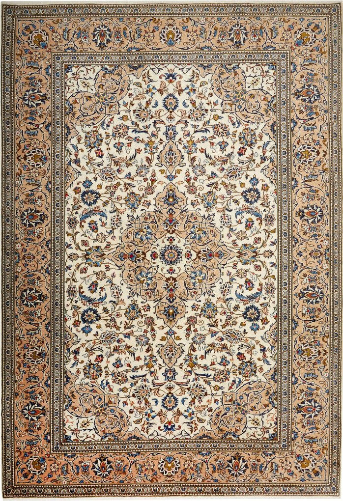 Kashan Tappeto persiano 350x240 Beige (Iran) Annodato A Mano