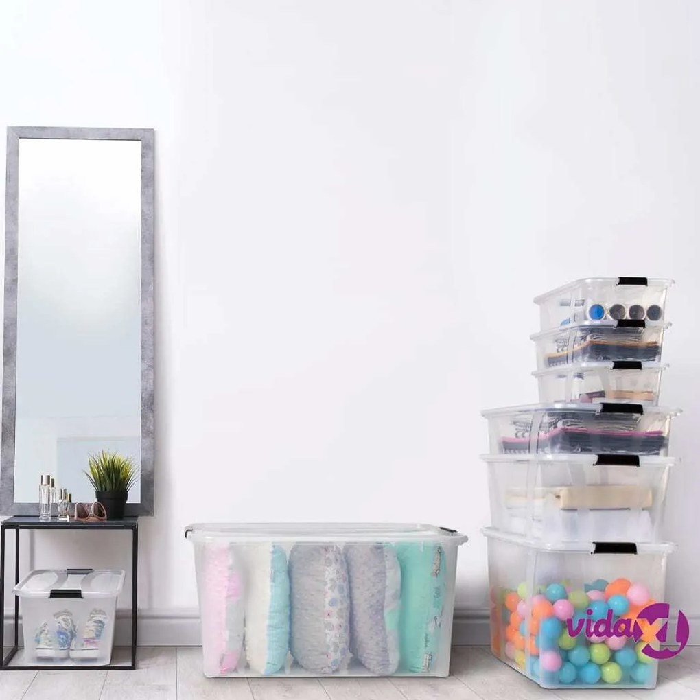 vidaXL Scatole Trasparenti Portaoggetti con Coperchio 2 pz da 21 L