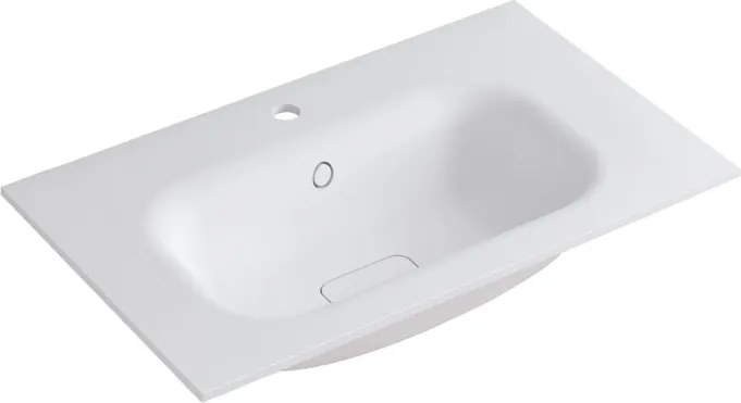 Lavabo a incasso rettangolare vasca centrale L 80.5 x H 15 x P 46 cm in resina bianco lucido