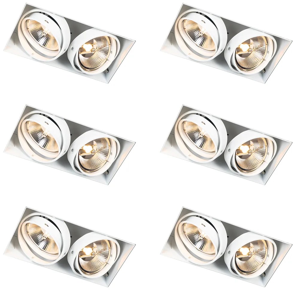 Set di 6 faretti da incasso bianchi GU10 AR111 senza bordi 2 luci - Oneon