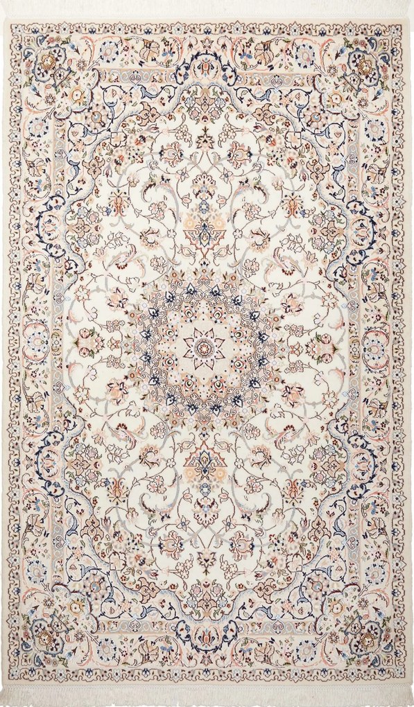 Nain Tappeto 220x130 Beige (Iran) Annodato A Mano