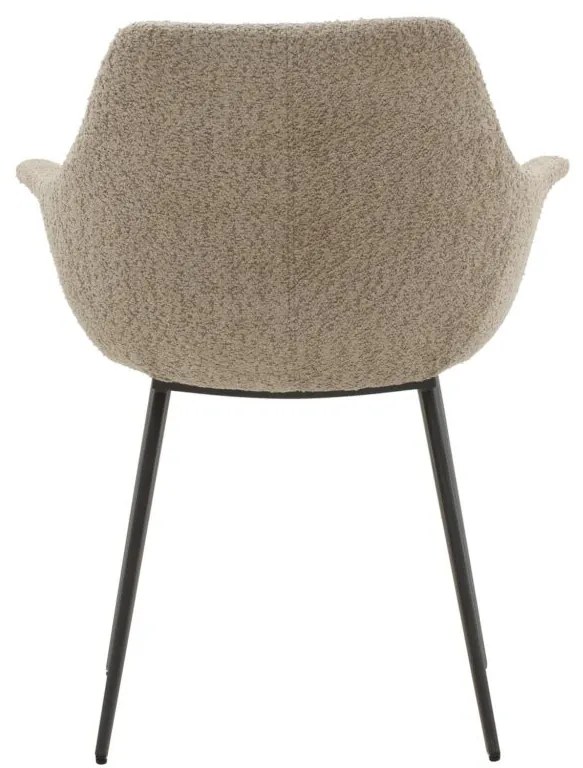 Set di sedie MIRASIERRA in tessuto beige effetto bouclé e gambe in metallo nero, con braccioli