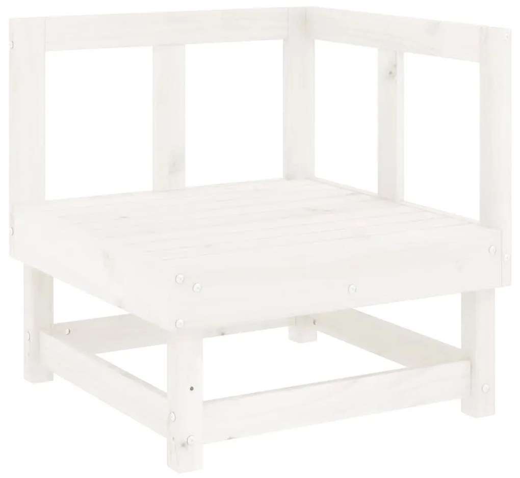 Set salotto da giardino 10 pz bianco in legno massello di pino