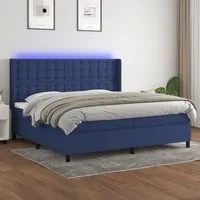 Letto a Molle Materasso e LED Blu 200x200cm in Tessuto 3138667