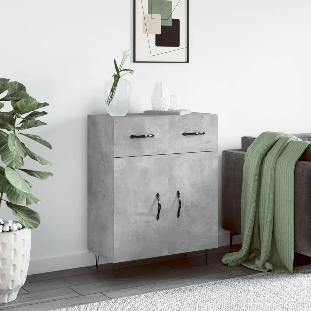 Credenza grigio cemento 69,5x34x90 cm in legno multistrato