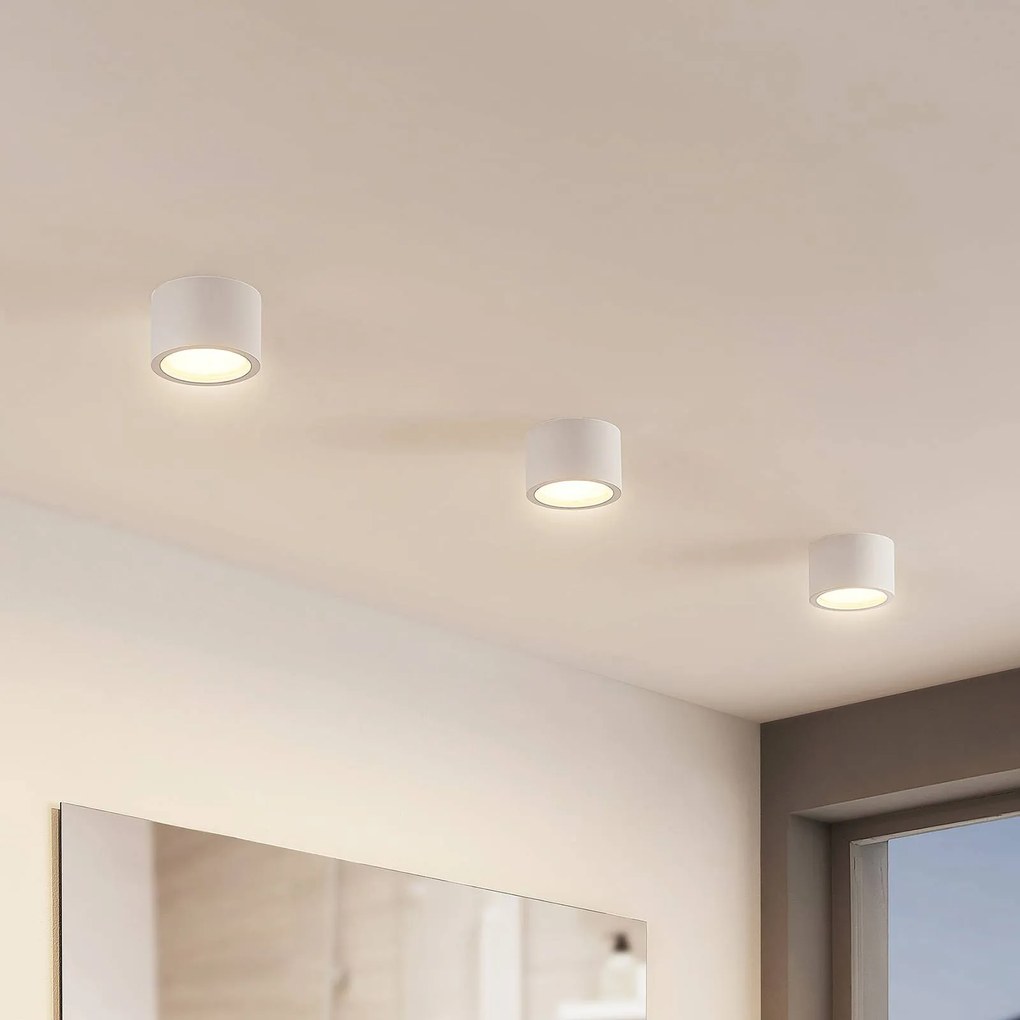 Arcchio faretto Nieva, GX53, bianco, rotondo, Ø 10cm, metallo Nieva Arcchio, dimmerabile, Bianco / Opale, Corridoio, Alluminio, Moderno, Downlight