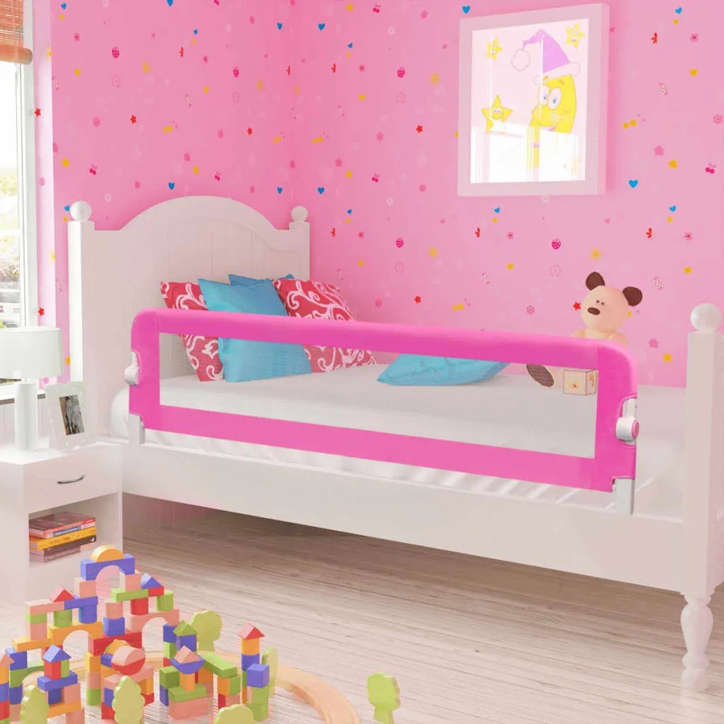 Sponde Letto Per La Sicurezza Dei Bambini 2 Pz Rosa 150x42 Cm /