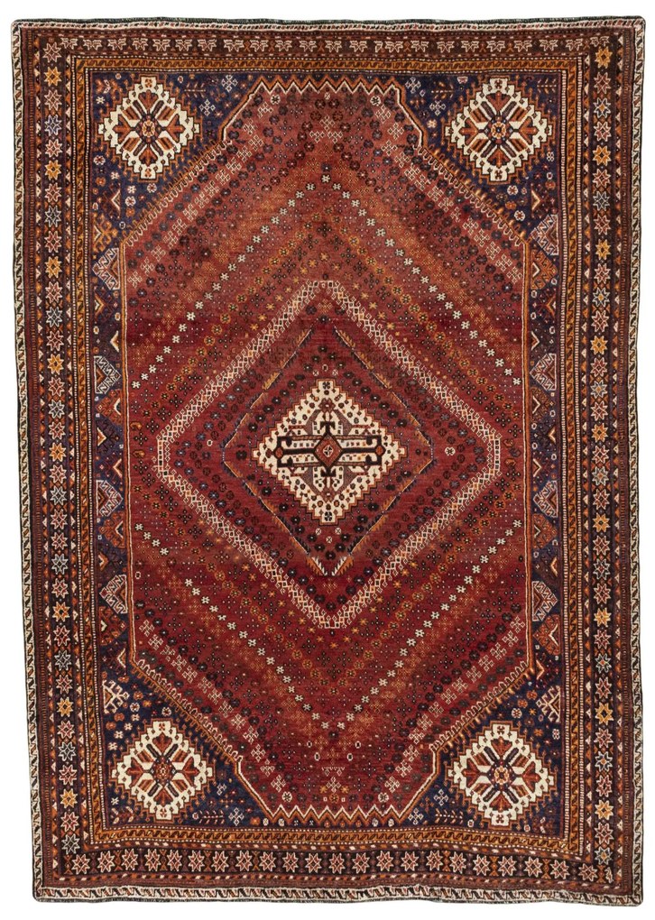 Shiraz Tappeto 290x200 Rosso (Iran) Annodato A Mano