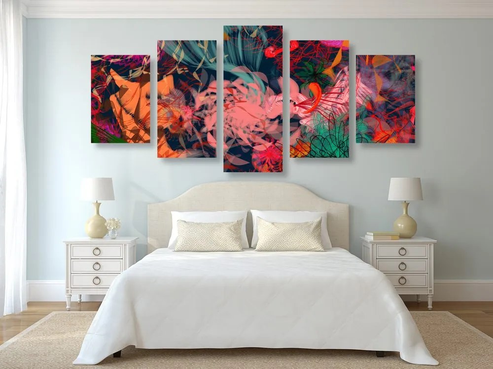 Quadri 5 pezzi – Fiori astratti