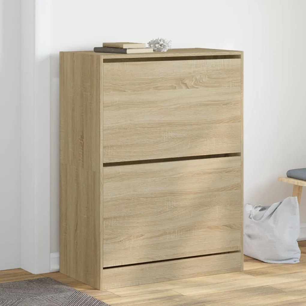 Scarpiera 2 Cassetti Ribaltabili Rovere Sonoma 80x42x108 Cm /