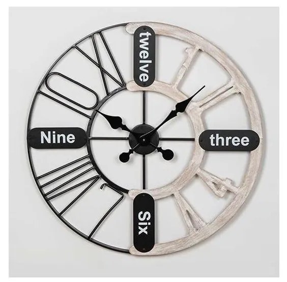 Orologio da parete 1xAA diametro 60 cm nero/bianco patinato