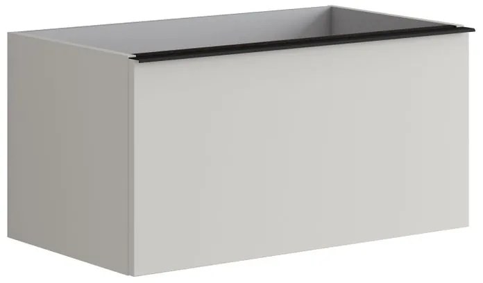 Mobile da bagno sotto lavabo Pixel plain laccato opaco grigio pastello e maniglia in alluminio nero laccato opaco L 80 x H 40 x P 45.5 cm 1 cassetto, lavabo non incluso