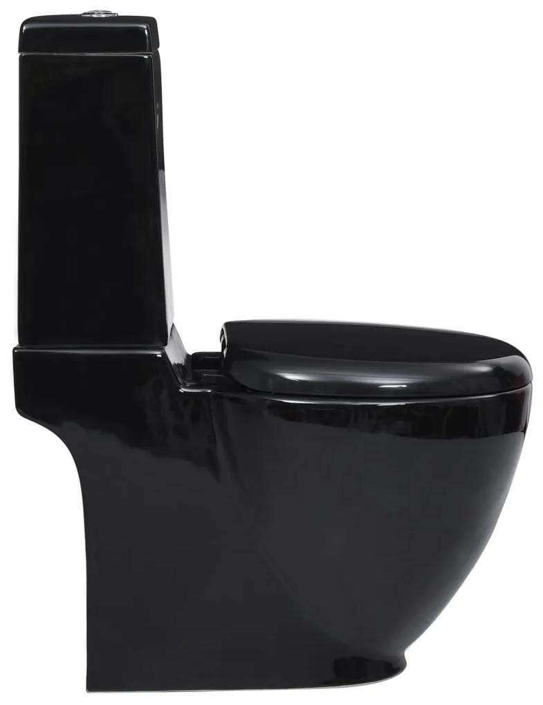 Vaso WC in Ceramica da Bagno Rotondo Base con Scarico Nero