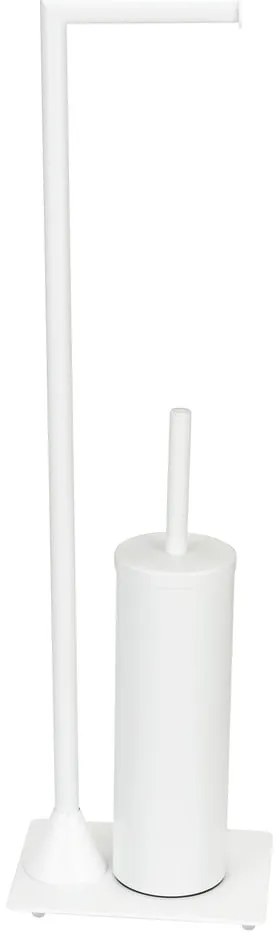 Porta carta igienica in acciaio bianco con spazzola Hella - Wenko